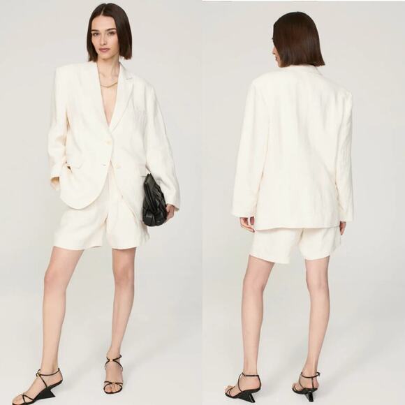 Anine Bing Jackets & Blazers - Anine Bing Quinn Blazer 100% Linen In Eggshell Size Small Oversized